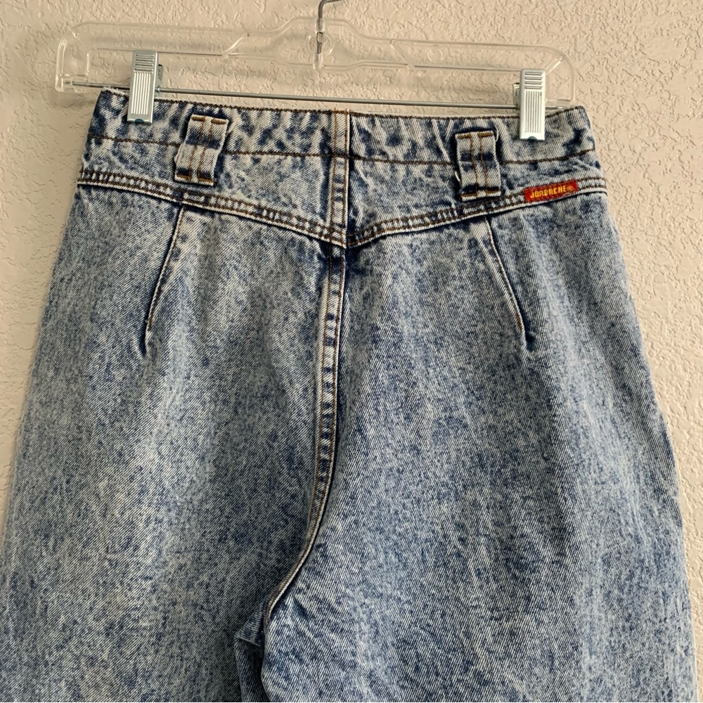 Vtg Jordache Jeans Womens 8 Acid Wash Bare Back Pleated High Rise Tapered Baggy - Picture 10 of 16